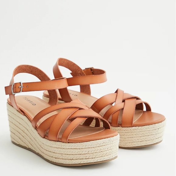 Torrid Leather Espadrille Wedge Platform Sandals Shoes NEW - Picture 1 of 8